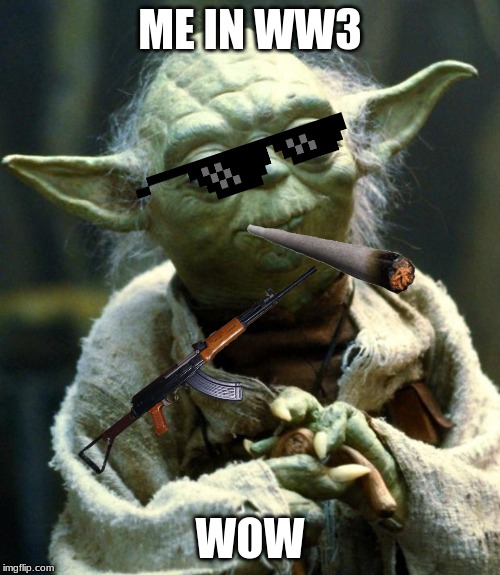 Star Wars Yoda Meme | ME IN WW3; WOW | image tagged in memes,star wars yoda | made w/ Imgflip meme maker