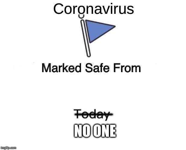 Marked Safe From | Coronavirus; ________; NO ONE | image tagged in memes,marked safe from | made w/ Imgflip meme maker