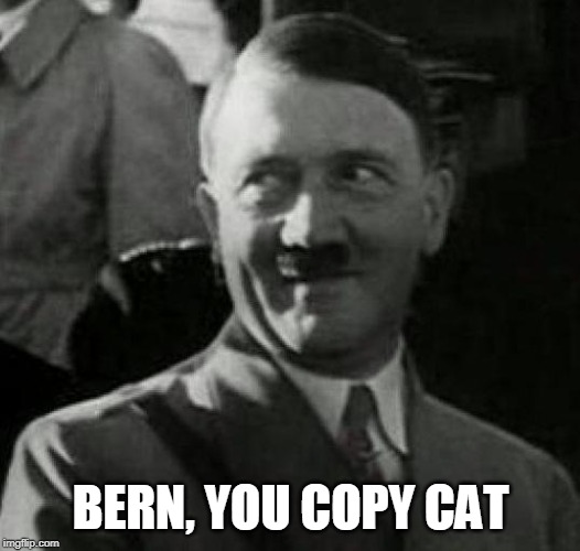 Hitler laugh  | BERN, YOU COPY CAT | image tagged in hitler laugh | made w/ Imgflip meme maker