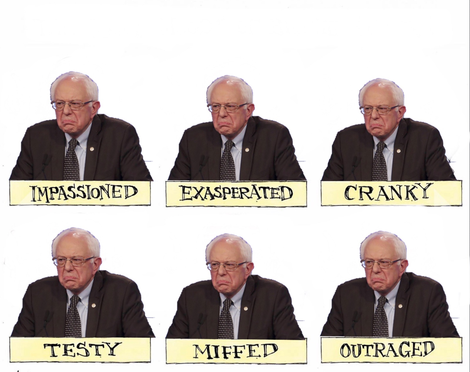 High Quality Many moods of Bernie Sanders Blank Meme Template
