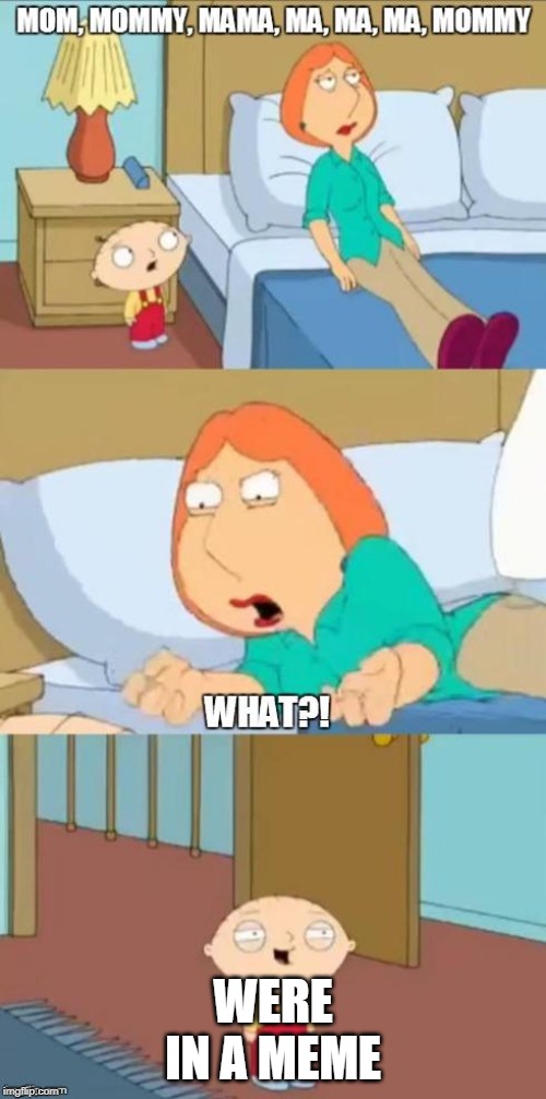 family guy mommy | WERE IN A MEME | image tagged in family guy mommy | made w/ Imgflip meme maker