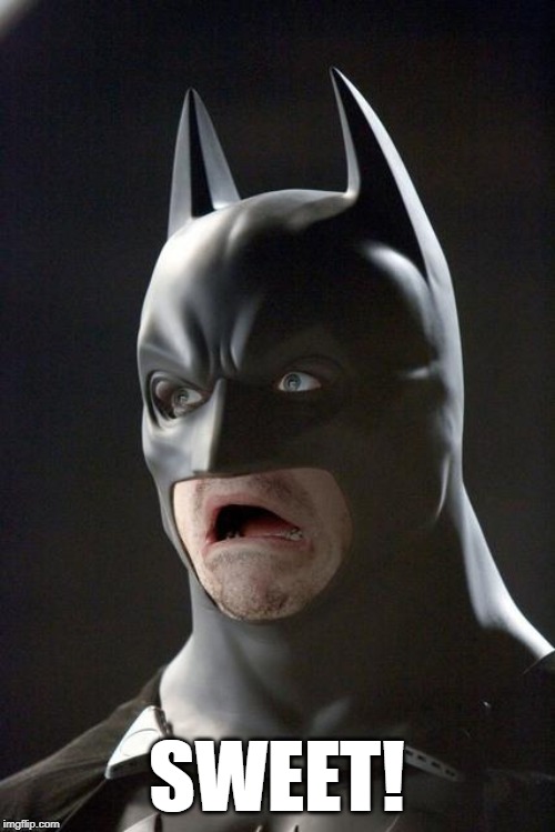 Bats mouth open | SWEET! | image tagged in bats mouth open | made w/ Imgflip meme maker