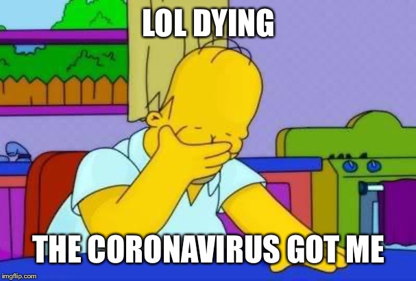 The Coronavirus in you | LOL DYING; THE CORONAVIRUS GOT ME | image tagged in omg homer,dark meme,funny,memes,dark,coronavirus | made w/ Imgflip meme maker