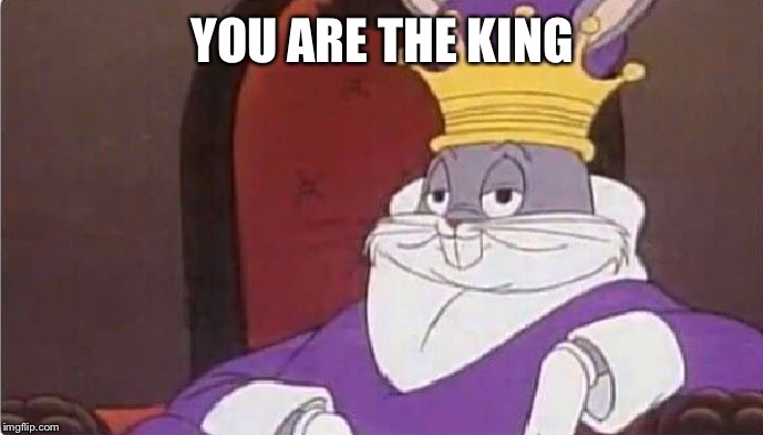 Bugs Bunny King | YOU ARE THE KING | image tagged in bugs bunny king | made w/ Imgflip meme maker