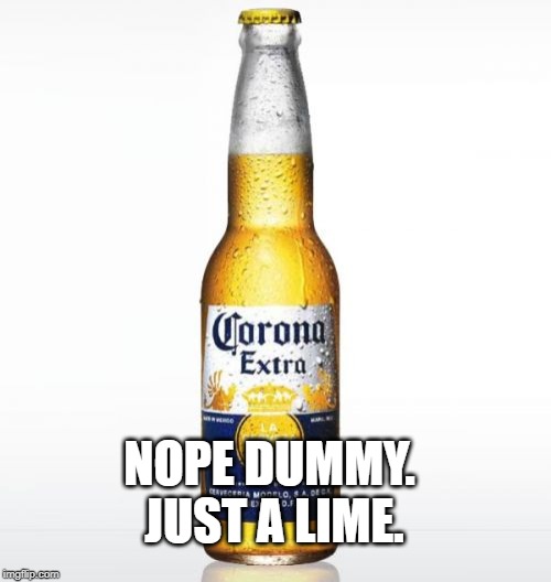 Corona Meme | NOPE DUMMY.  JUST A LIME. | image tagged in memes,corona | made w/ Imgflip meme maker