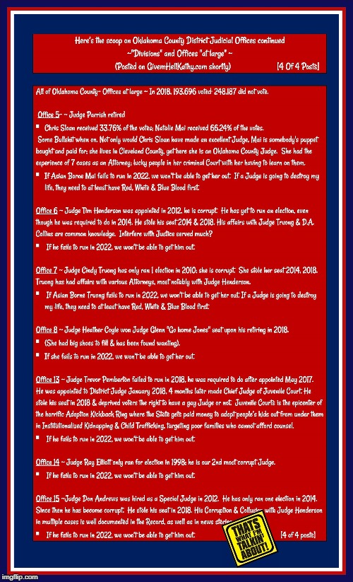 The scoop on OKCO District Judges & Detrimentally Divisional Voting (post 4 of 4)
#5_Step_Justice_Slide
#Strive_4_Jive_2025 | image tagged in oklahoma,court,corruption,supreme court,judge,tyranny | made w/ Imgflip meme maker