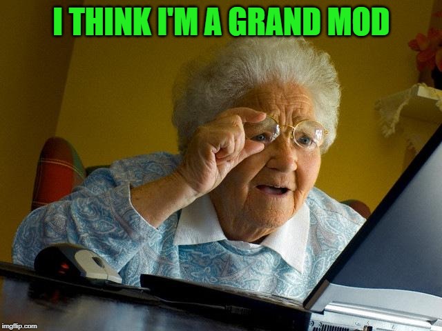 Grandma Finds The Internet | I THINK I'M A GRAND MOD | image tagged in memes,grandma finds the internet | made w/ Imgflip meme maker