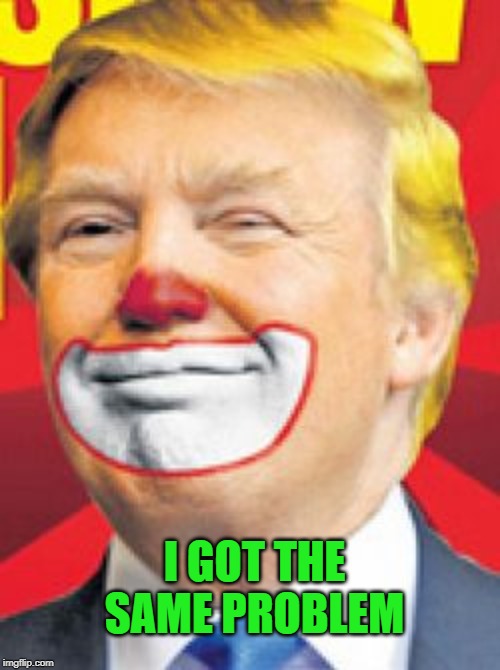 Donald Trump the Clown | I GOT THE SAME PROBLEM | image tagged in donald trump the clown | made w/ Imgflip meme maker