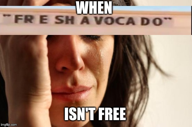 First World Problems | WHEN; ISN'T FREE | image tagged in memes,first world problems | made w/ Imgflip meme maker