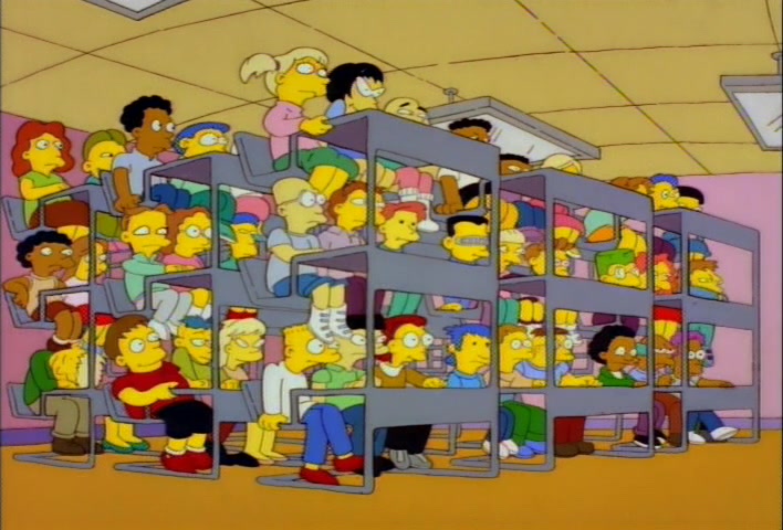Crowded Simpsons classroom Blank Meme Template
