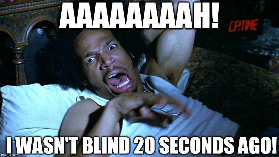 AAAAAAAAH! I WASN'T BLIND 20 SECONDS AGO! | made w/ Imgflip meme maker