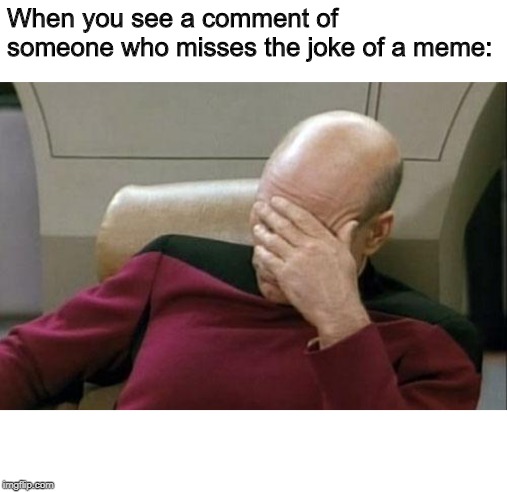 When you see an r/woooosh moment. | When you see a comment of someone who misses the joke of a meme: | image tagged in memes,captain picard facepalm | made w/ Imgflip meme maker