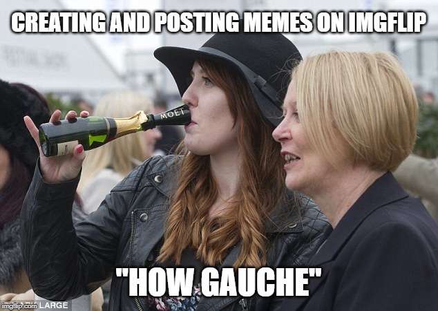 "How Gauche" | CREATING AND POSTING MEMES ON IMGFLIP; "HOW GAUCHE" | image tagged in how gauche,memes,privilege | made w/ Imgflip meme maker