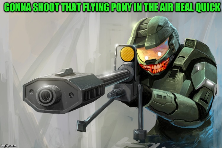 Halo Sniper | GONNA SHOOT THAT FLYING PONY IN THE AIR REAL QUICK | image tagged in halo sniper | made w/ Imgflip meme maker