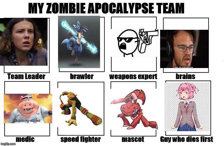 My Zombie Apocalypse Team | image tagged in my zombie apocalypse team | made w/ Imgflip meme maker