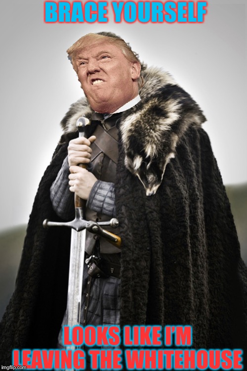 Winter Coming | BRACE YOURSELF; LOOKS LIKE I’M LEAVING THE WHITEHOUSE | image tagged in winter coming | made w/ Imgflip meme maker