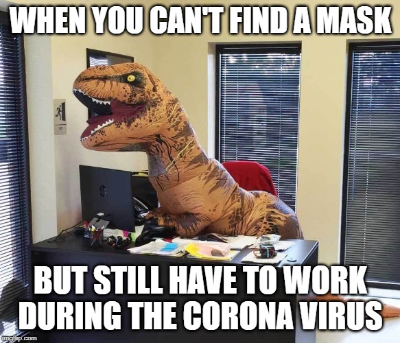WHEN YOU CAN'T FIND A MASK; BUT STILL HAVE TO WORK DURING THE CORONA VIRUS | image tagged in coronavirus | made w/ Imgflip meme maker