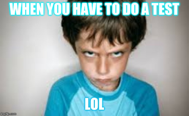 When you have to do a test | WHEN YOU HAVE TO DO A TEST; LOL | image tagged in test,upvote,meme,third world skeptical kid,bruh | made w/ Imgflip meme maker
