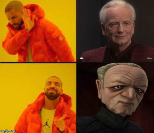 chancellor palatine drake hotline bling | image tagged in star wars | made w/ Imgflip meme maker