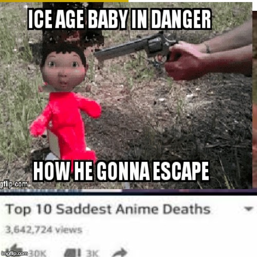 who cares tho? | image tagged in ice age baby,anime | made w/ Imgflip meme maker