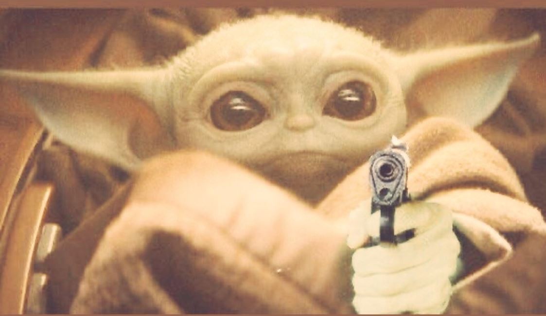 High Quality Baby Yoda Gun Blank Meme Template