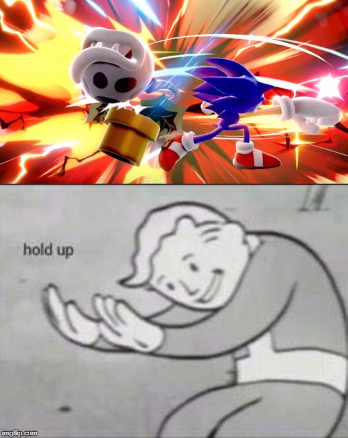 HOW??? | image tagged in fallout hold up,super smash bros,sonic the hedgehog,glitch | made w/ Imgflip meme maker