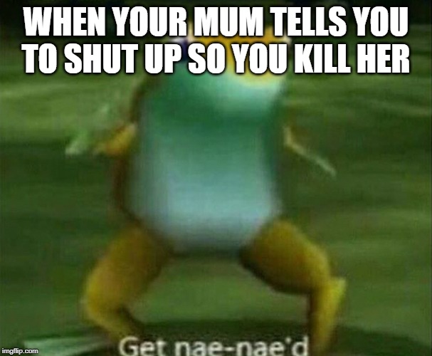 Get nae-nae'd | WHEN YOUR MUM TELLS YOU TO SHUT UP SO YOU KILL HER | image tagged in get nae-nae'd | made w/ Imgflip meme maker