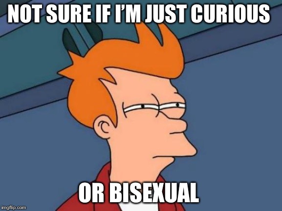 Confuzzlement | NOT SURE IF I’M JUST CURIOUS; OR BISEXUAL | image tagged in memes,futurama fry | made w/ Imgflip meme maker