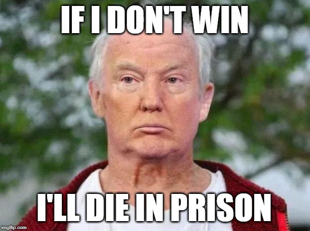 IF I DON'T WIN; I'LL DIE IN PRISON | image tagged in trump,politics,election 2020 | made w/ Imgflip meme maker