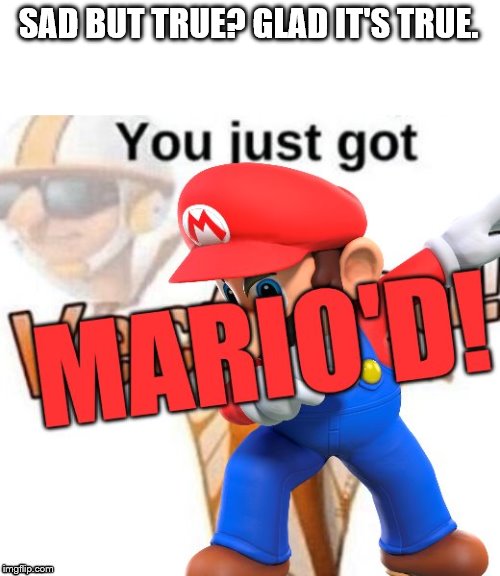 mario'd | SAD BUT TRUE? GLAD IT'S TRUE. | image tagged in mario'd | made w/ Imgflip meme maker