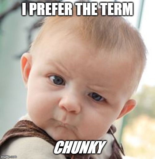 Skeptical Baby | I PREFER THE TERM; CHUNKY | image tagged in memes,skeptical baby | made w/ Imgflip meme maker