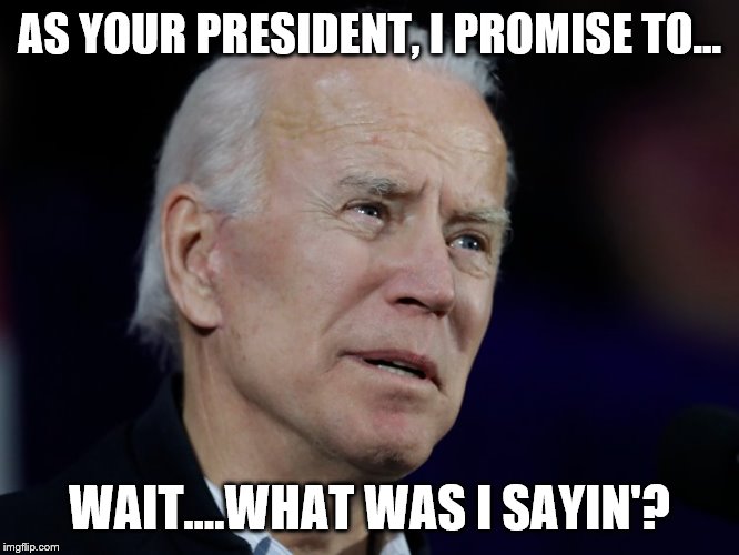 AS YOUR PRESIDENT, I PROMISE TO... WAIT....WHAT WAS I SAYIN'? | image tagged in biden,joe,president funny | made w/ Imgflip meme maker