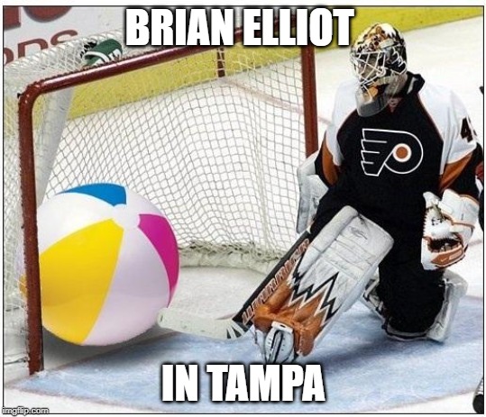 Hockey goalie beachball | BRIAN ELLIOT; IN TAMPA | image tagged in hockey goalie beachball | made w/ Imgflip meme maker