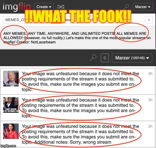 WTF! MEMES_OVERLOAD censorship...snowflake mods can't even be true to their own rules! | image tagged in censorship | made w/ Imgflip meme maker