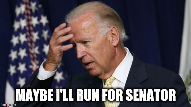 Joe Biden worries | MAYBE I'LL RUN FOR SENATOR | image tagged in joe biden worries | made w/ Imgflip meme maker