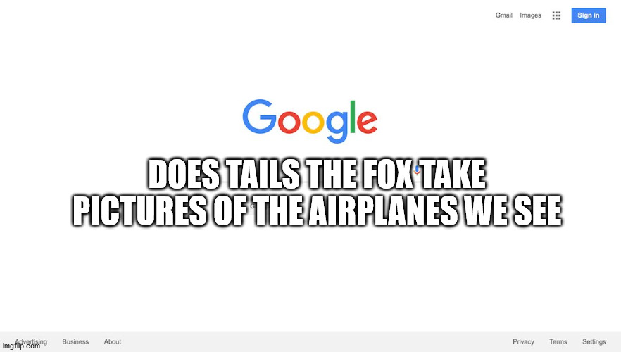 Google Search Meme | DOES TAILS THE FOX TAKE PICTURES OF THE AIRPLANES WE SEE | image tagged in google search meme | made w/ Imgflip meme maker