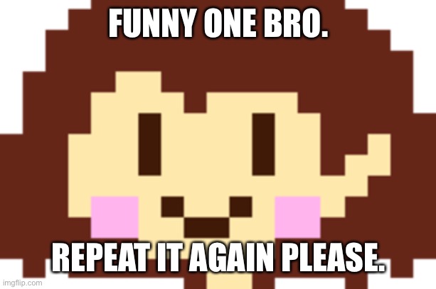 No. | FUNNY ONE BRO. REPEAT IT AGAIN PLEASE. | image tagged in no | made w/ Imgflip meme maker