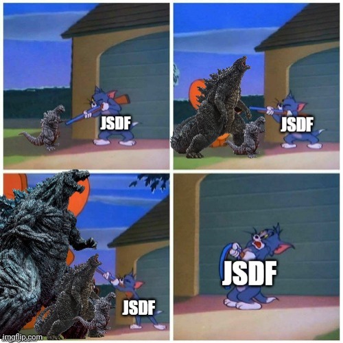 Jumbo Godzilla | image tagged in tom and jerry,godzilla | made w/ Imgflip meme maker