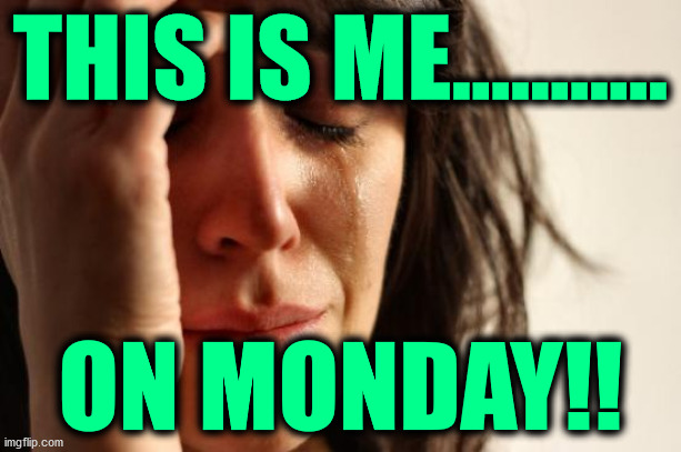 Monday Sucks!! | THIS IS ME........... ON MONDAY!! | image tagged in memes,first world problems | made w/ Imgflip meme maker