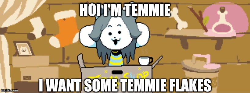 hoi temmie flakes | HOI I'M TEMMIE; I WANT SOME TEMMIE FLAKES | image tagged in temmie | made w/ Imgflip meme maker