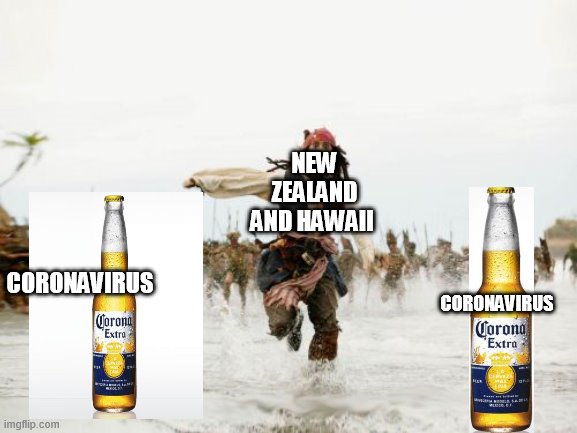 Jack Sparrow Being Chased Meme | NEW ZEALAND AND HAWAII; CORONAVIRUS; CORONAVIRUS | image tagged in memes,jack sparrow being chased | made w/ Imgflip meme maker
