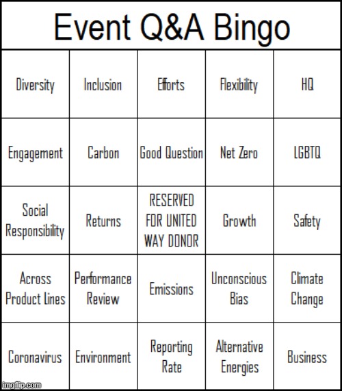 Event Q&A Bingo | image tagged in event qa bingo | made w/ Imgflip meme maker
