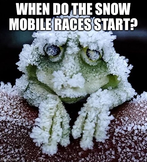 WHEN DO THE SNOW MOBILE RACES START? | made w/ Imgflip meme maker