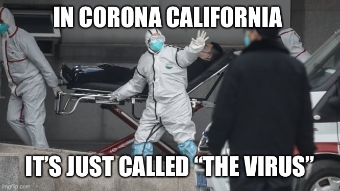 Corona Virus | IN CORONA CALIFORNIA; IT’S JUST CALLED “THE VIRUS” | image tagged in corona virus | made w/ Imgflip meme maker