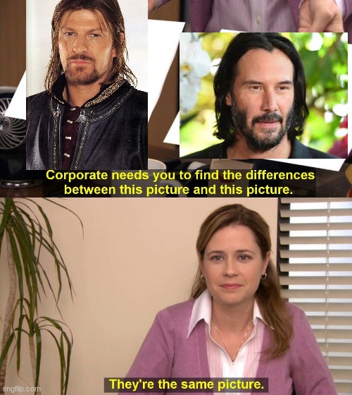 Keanu Reaves and Sean bean look the same | image tagged in spot the difference | made w/ Imgflip meme maker