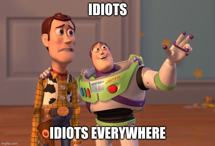 X, X Everywhere Meme | IDIOTS; IDIOTS EVERYWHERE | image tagged in memes,x x everywhere | made w/ Imgflip meme maker