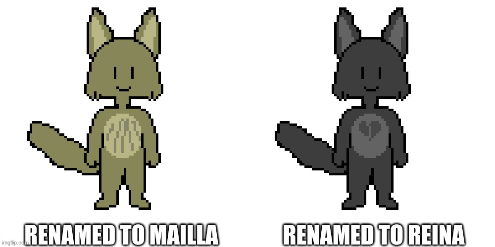 RENAMED TO MAILLA; RENAMED TO REINA | made w/ Imgflip meme maker