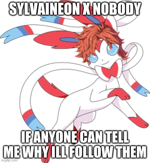 SYLVAINEON X NOBODY; IF ANYONE CAN TELL ME WHY ILL FOLLOW THEM | made w/ Imgflip meme maker