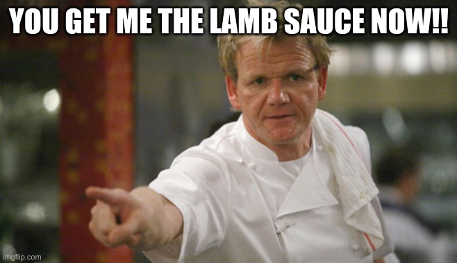 lamb sauce | YOU GET ME THE LAMB SAUCE NOW!! | image tagged in lamb sauce | made w/ Imgflip meme maker
