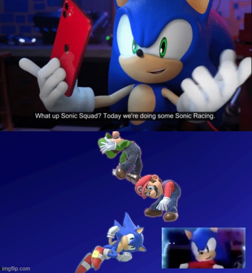 Sonic playing smash | image tagged in sonic beating up the mario bros,sonic the hedgehog,super smash bros,apple arcade | made w/ Imgflip meme maker